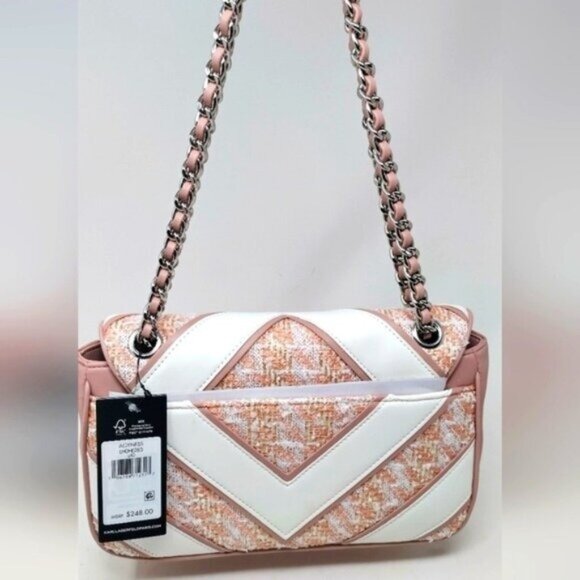 Karl Lagerfeld Paris Agyness Chevron Tweed Shoulder Crossbody - Picture 6 of 13